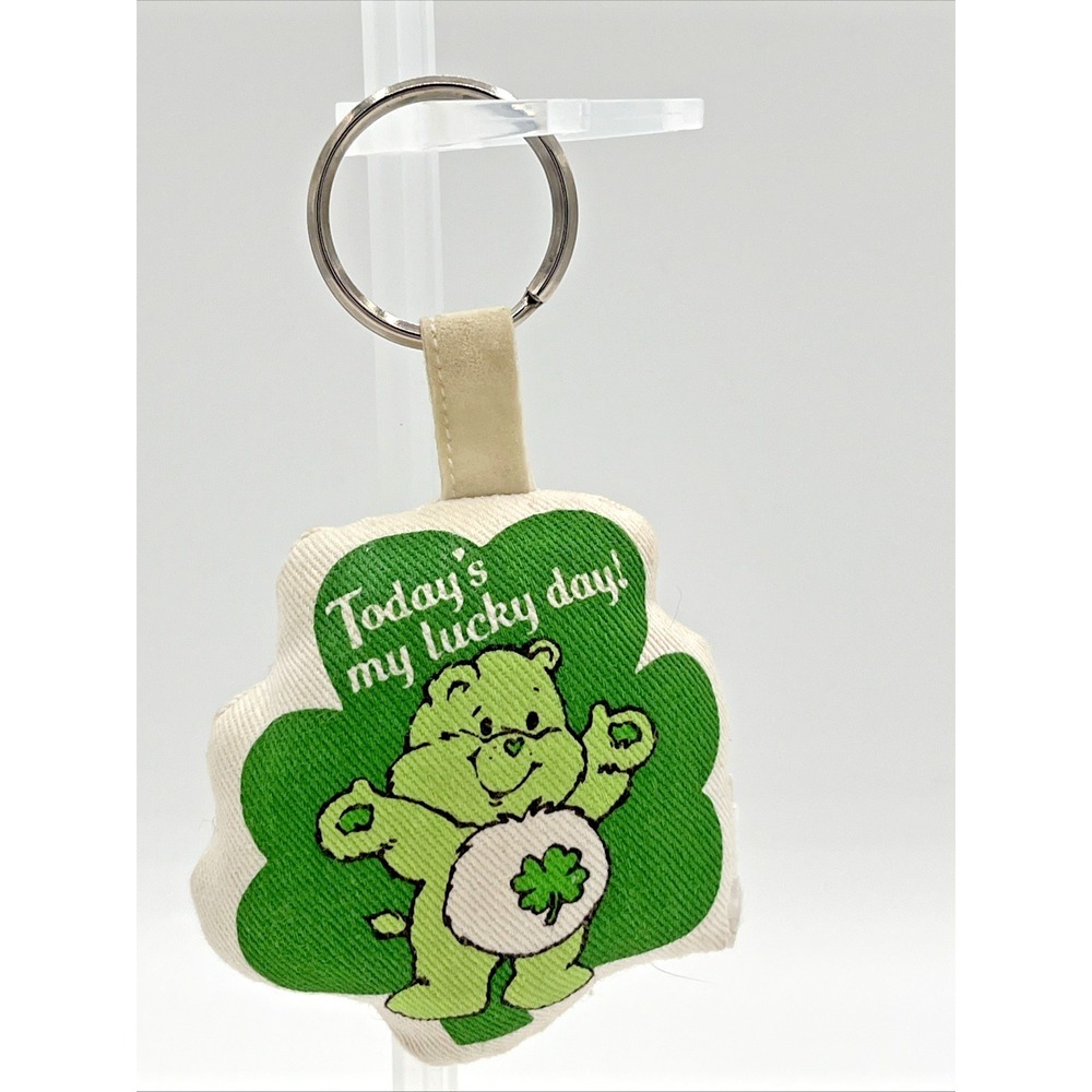 Vintage Care Bears Good Luck Bear Plush Stuffed Animal Soft Toy Keychain Green
